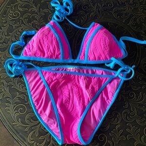 Beautiful hot pink and turquoise bikini